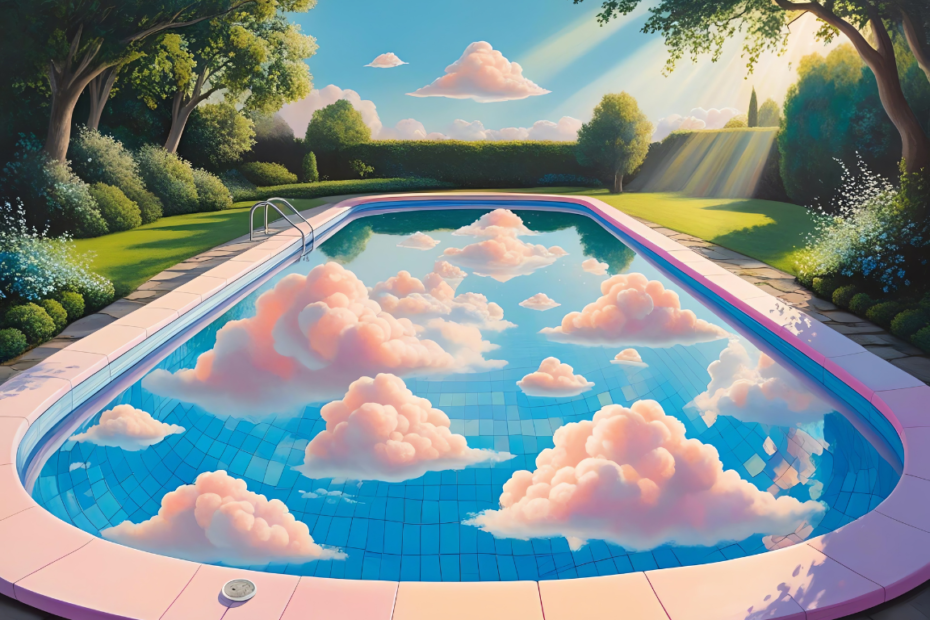 Dreamy Swimming Pool Filled with Fluffy Clouds